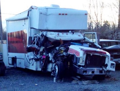 Truck carrying Kuyu and several 'show dog buddies' was in an accident prior to the Oregon shows in February 2013.